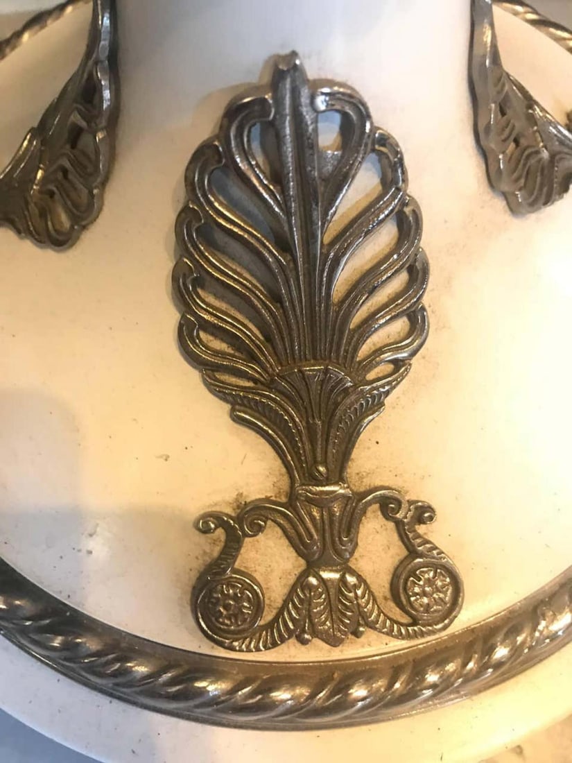 Hollywood Regency Style White Marble Glass and Silver Plate Floor Standing Lamp - 10