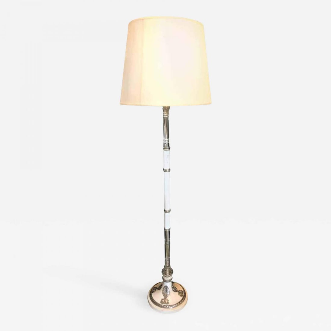 Hollywood Regency Style White Marble Glass and Silver Plate Floor Standing Lamp (1 of 12)