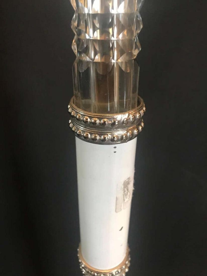 Hollywood Regency Style White Marble Glass and Silver Plate Floor Standing Lamp - 9