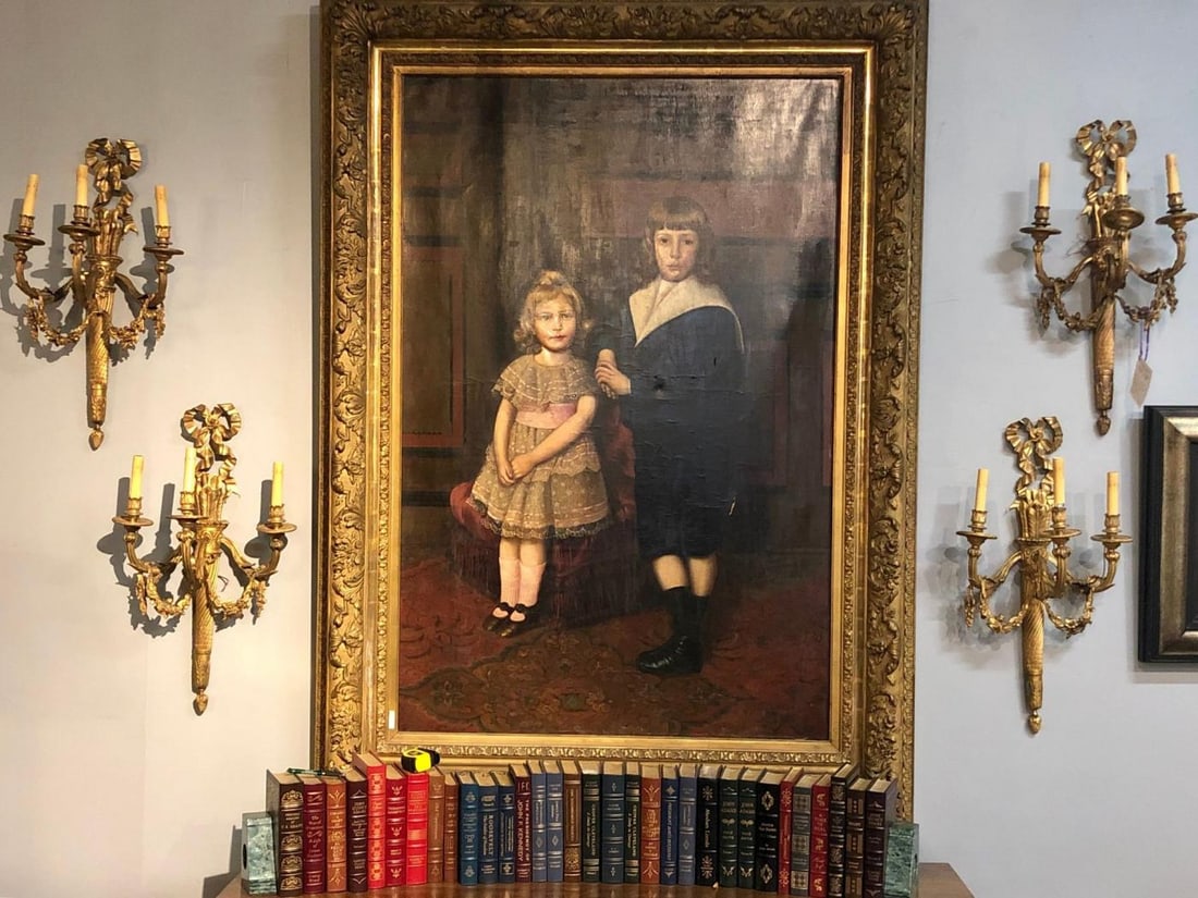 Set of Four Large Ornate Three-Light Torch and Ribbon Form Wall Sconces - 4