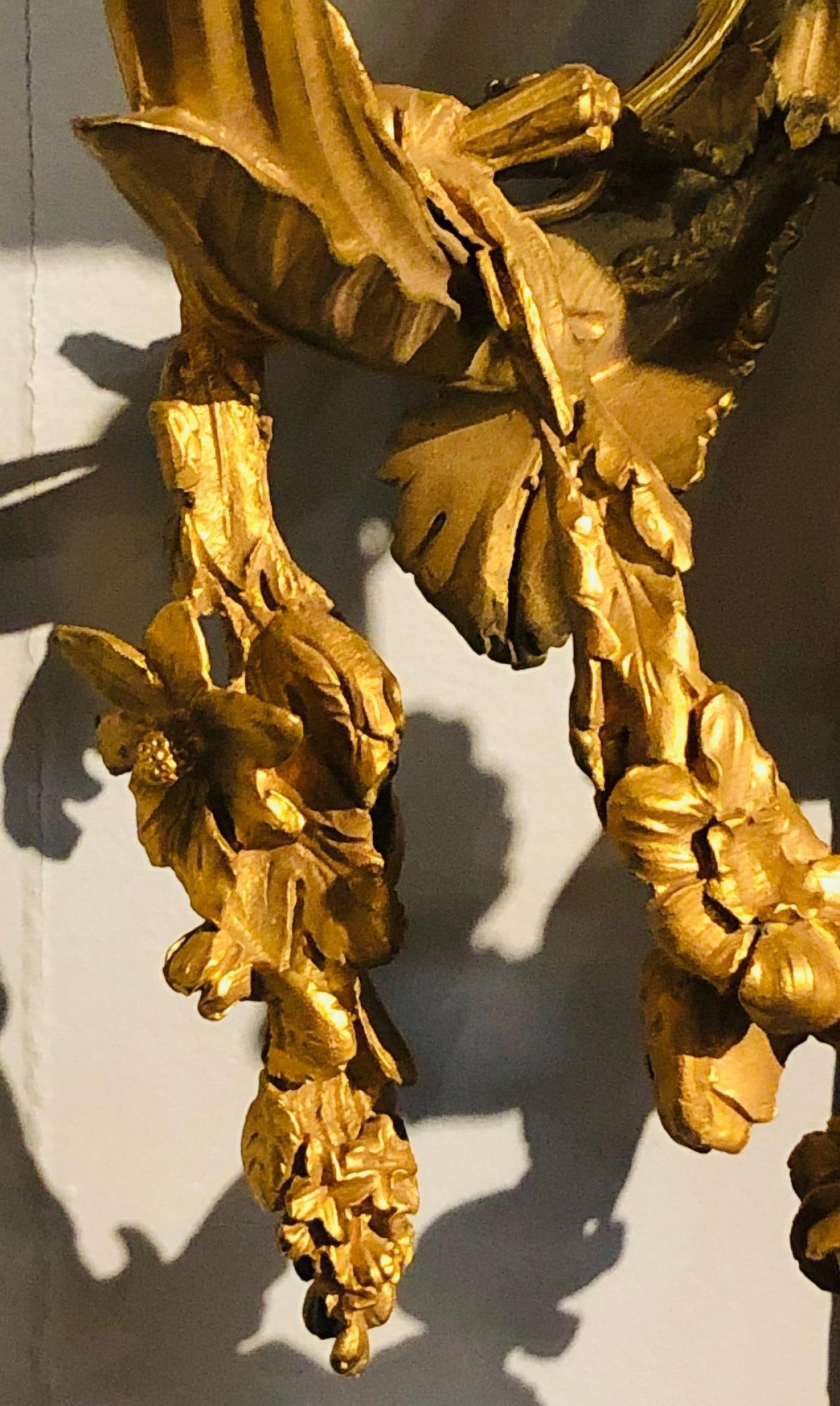 Set of Four Large Ornate Three-Light Torch and Ribbon Form Wall Sconces - 5