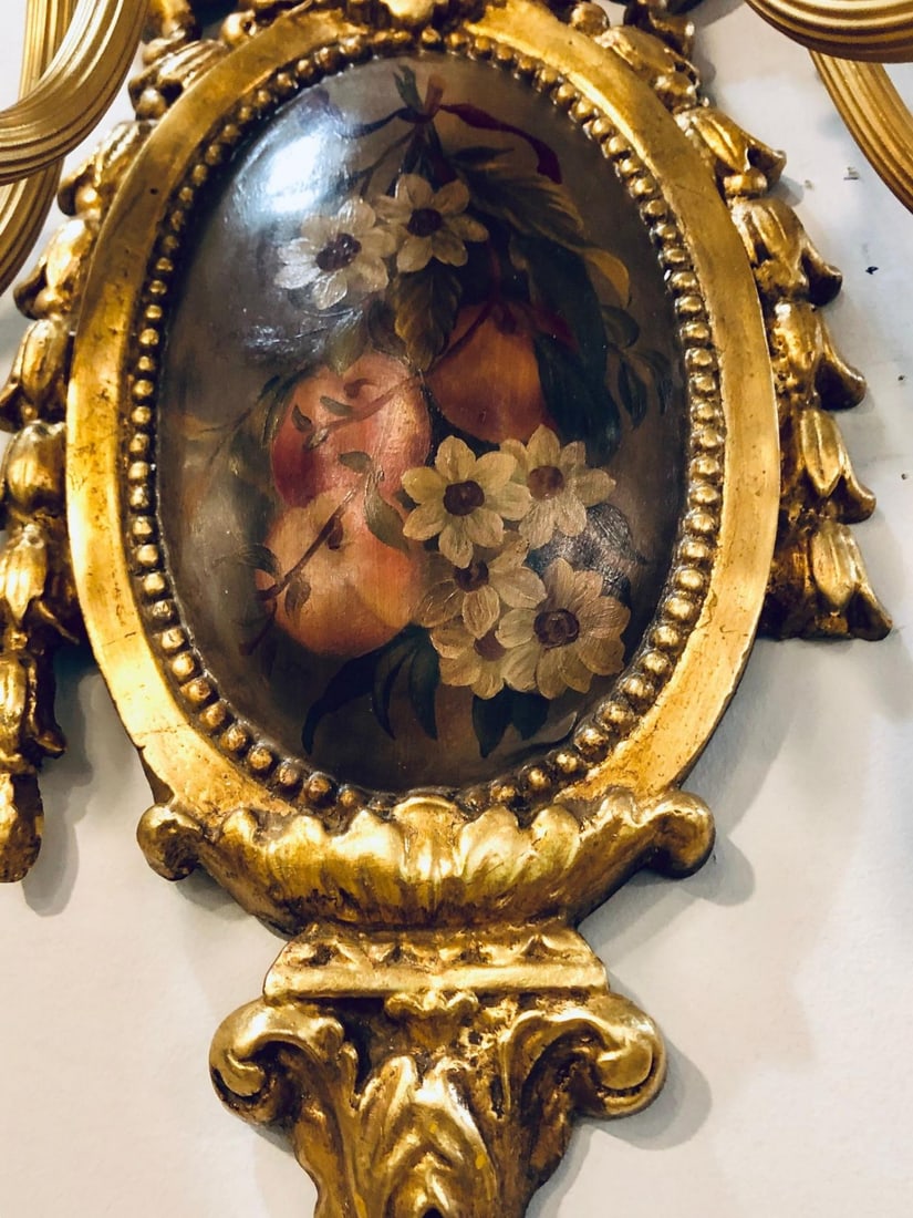 French Louis XVI Style, Bronze, Crystal, Rams Head Five Light Sconces, 1920s - 7