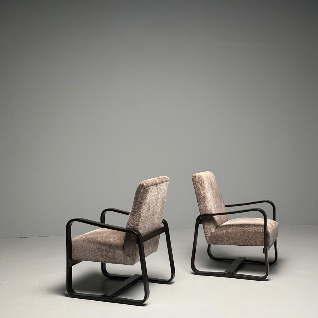 Giuseppi Pagano, Art Deco, Bentwood, Armchairs & Ottomans, Italy, 1940s - 7