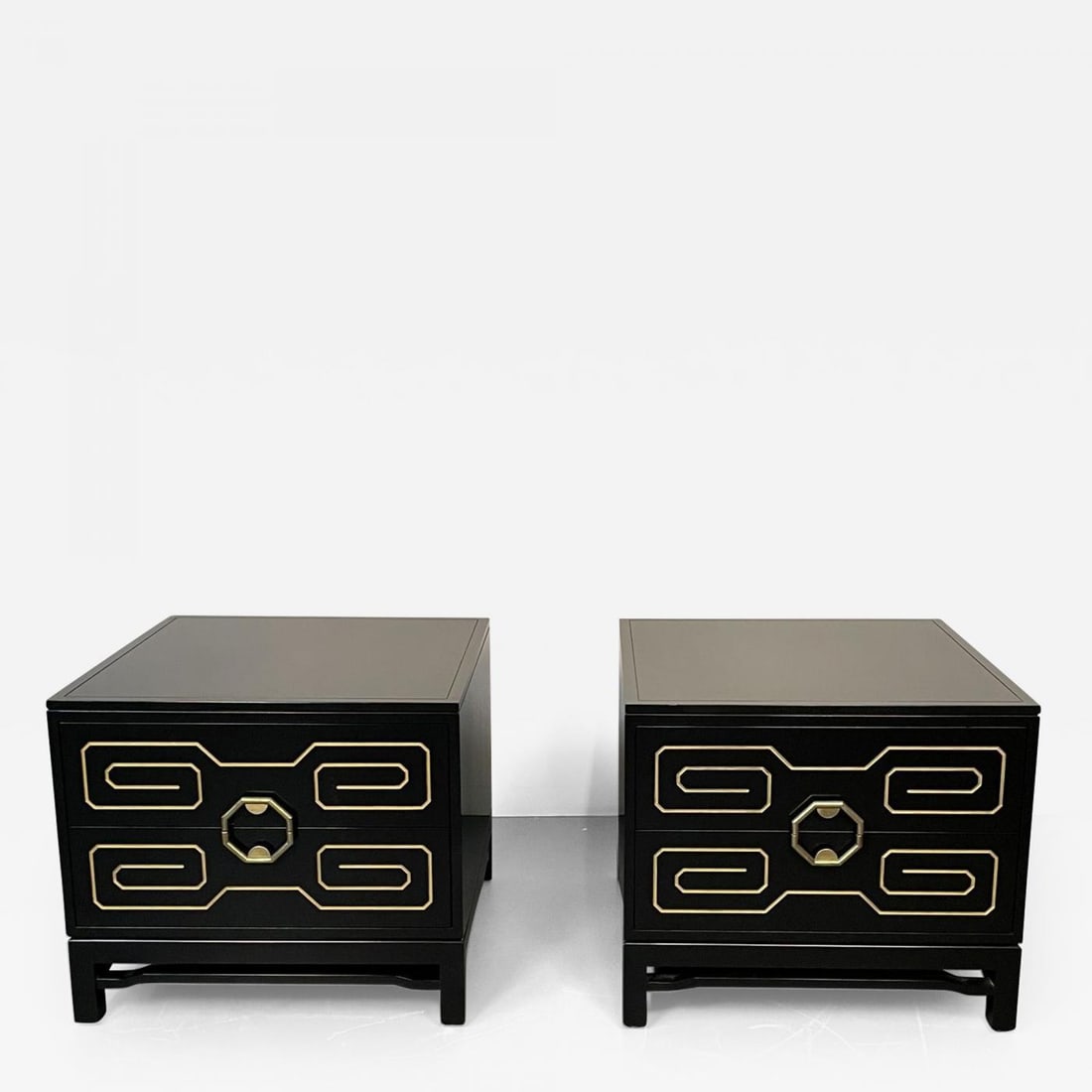 Pair of Mid-Century Modern Nightstands / Dressers, Greek Key, Mastercraft Style - 2