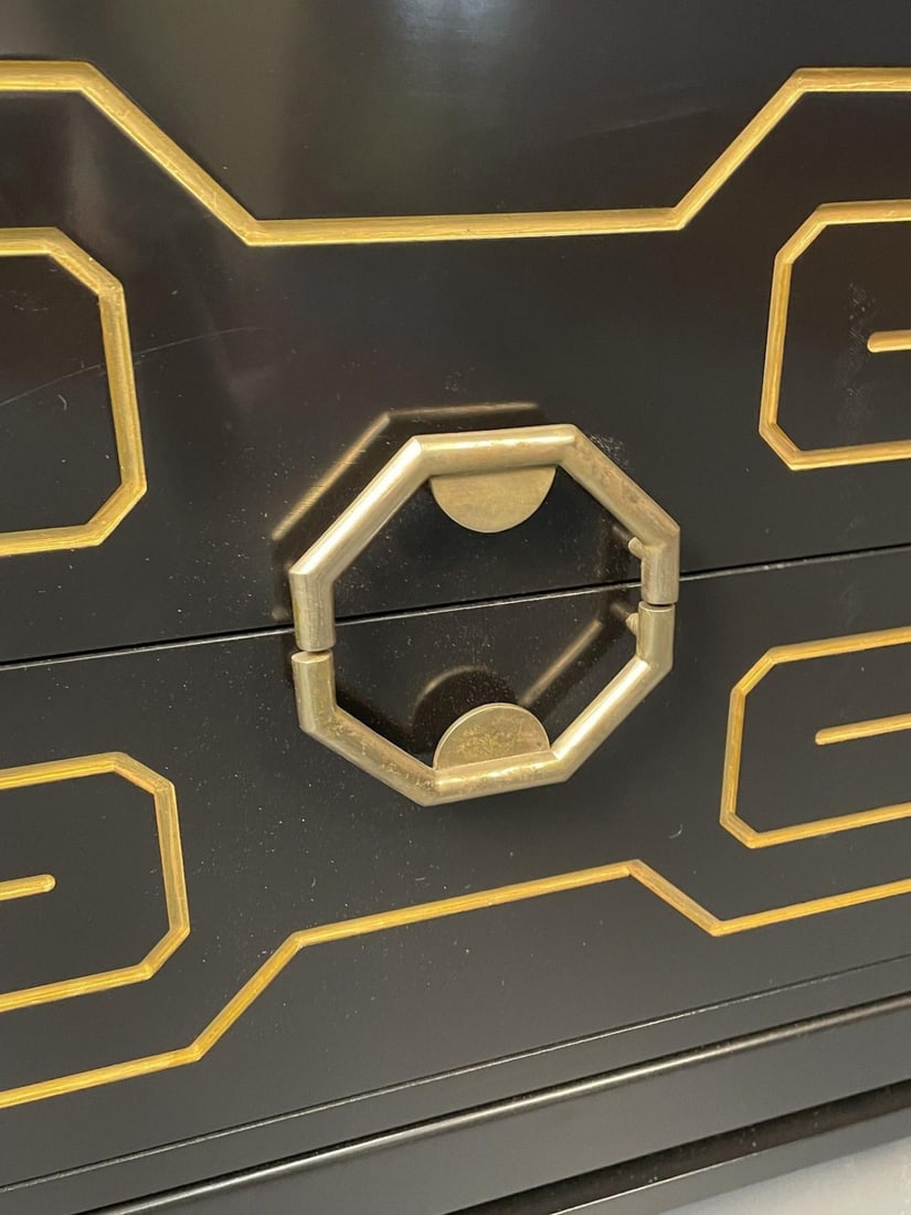 Pair of Mid-Century Modern Nightstands / Dressers, Greek Key, Mastercraft Style - 8