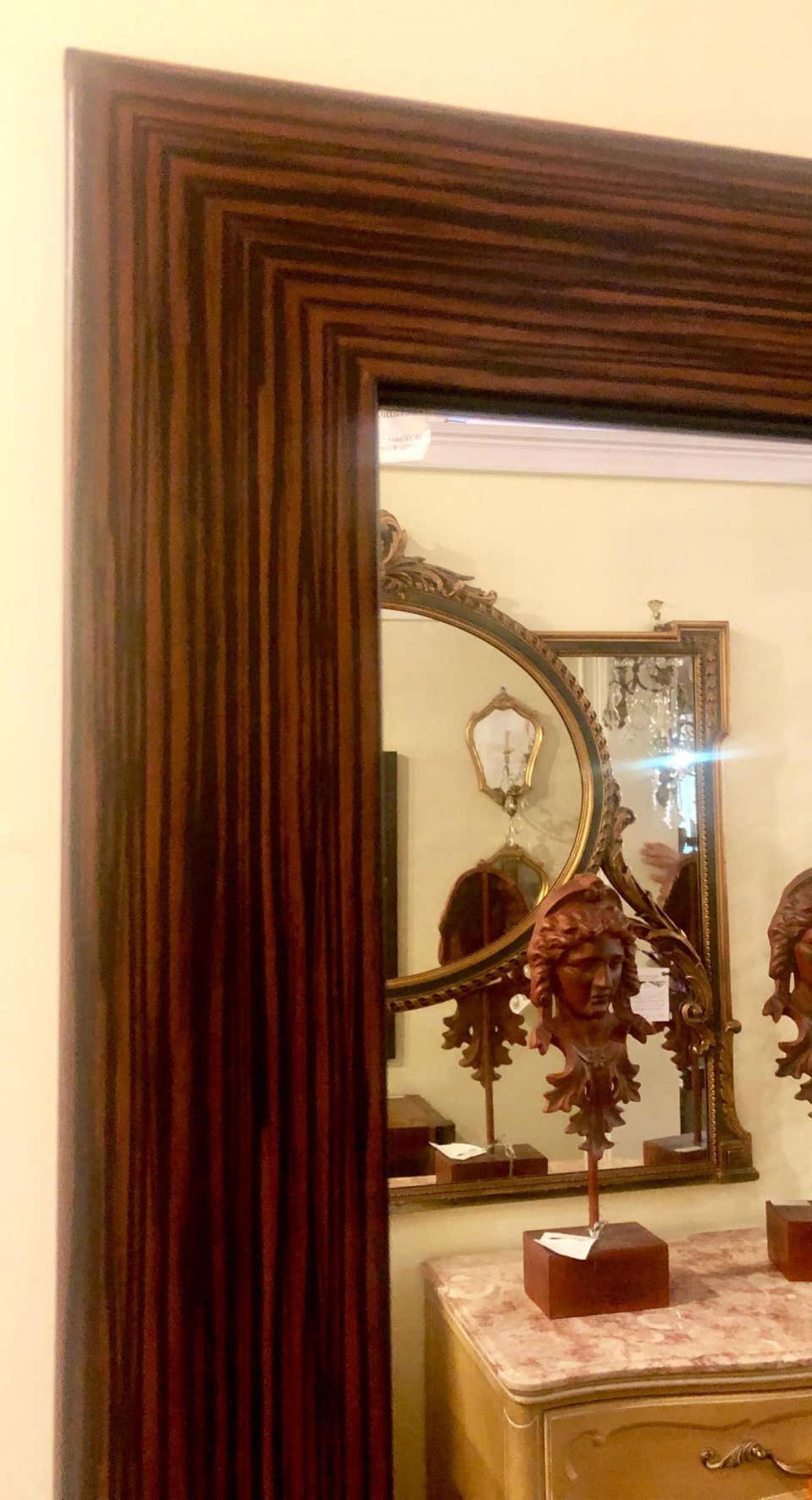 Pair of Square Maccasar Faux Art Deco Style Wall / Console Mirror - 11