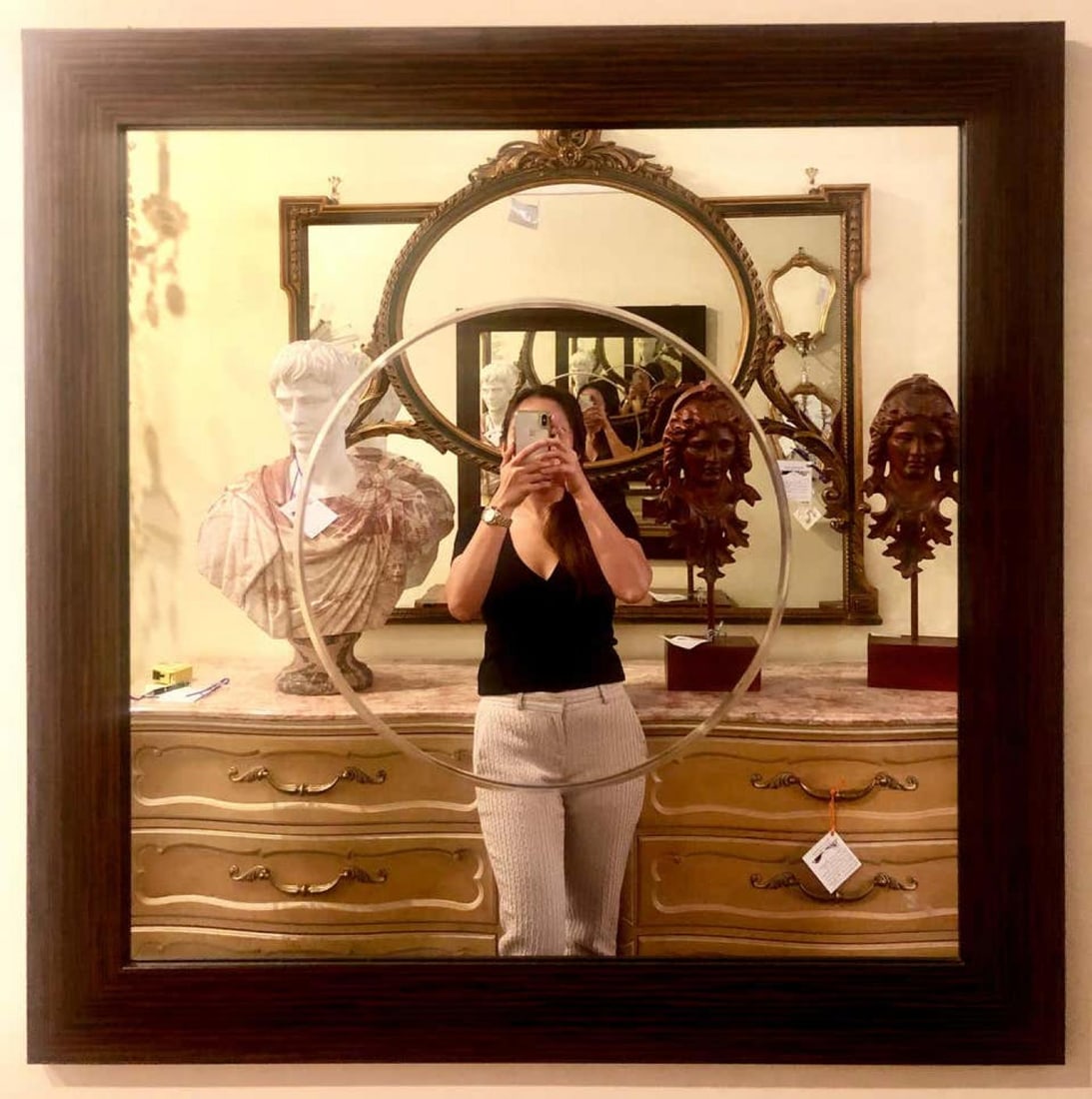 Pair of Square Maccasar Faux Art Deco Style Wall / Console Mirror - 3