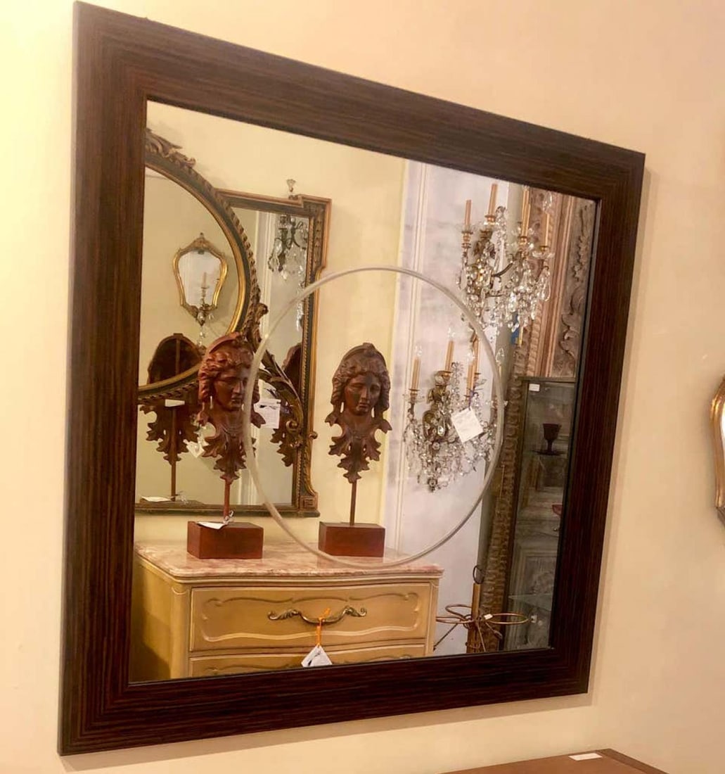 Pair of Square Maccasar Faux Art Deco Style Wall / Console Mirror - 7