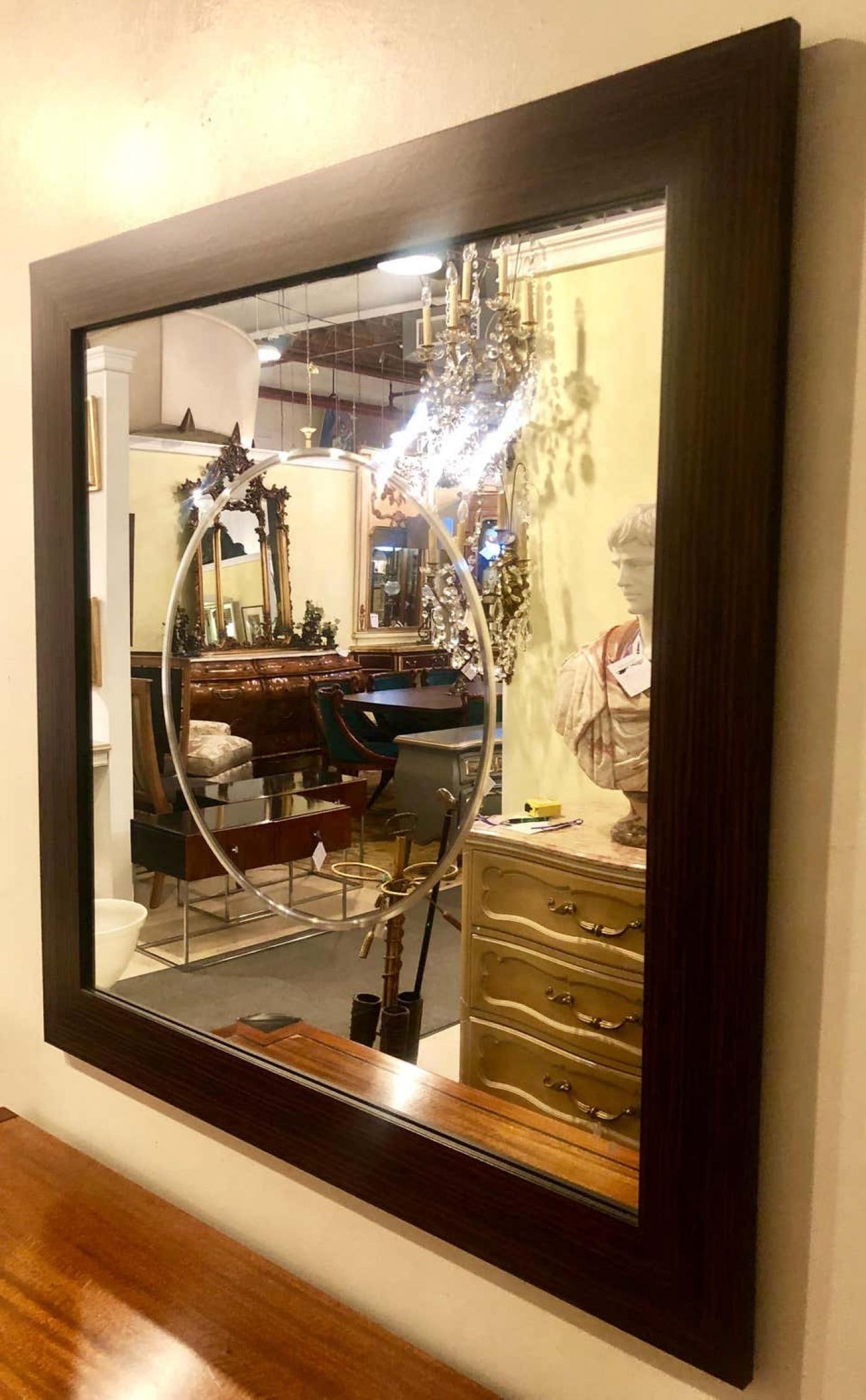 Pair of Square Maccasar Faux Art Deco Style Wall / Console Mirror - 8