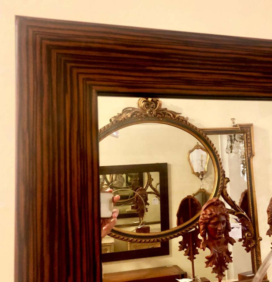 Pair of Square Maccasar Faux Art Deco Style Wall / Console Mirror - 9