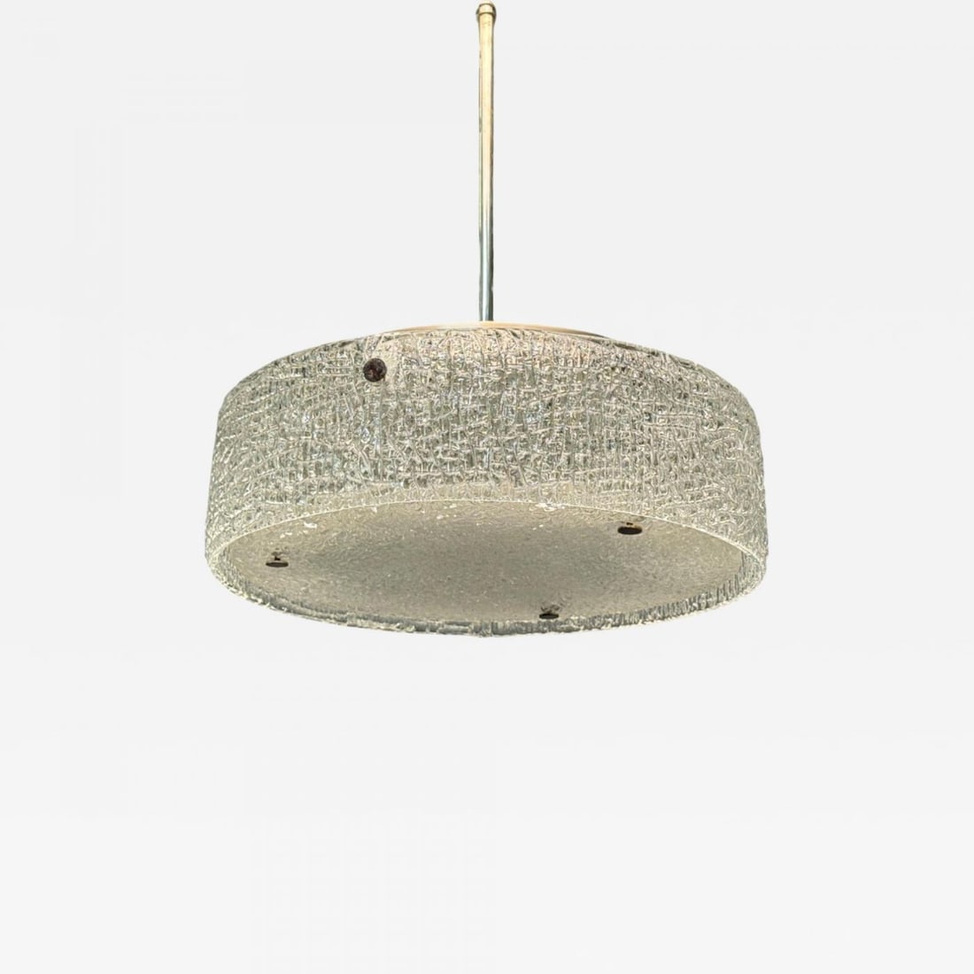 Kaiser Leuchten, Textured Glass, Nickel, Pendant Light, Germany, 1960s (1 of 9)