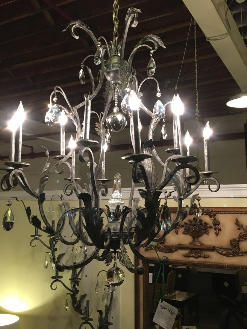 Palatial Silver Distressed Rustic Metal Chandelier by Schonbek - 6