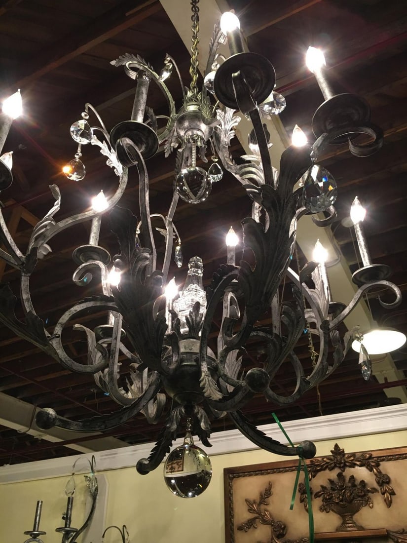 Palatial Silver Distressed Rustic Metal Chandelier by Schonbek - 8