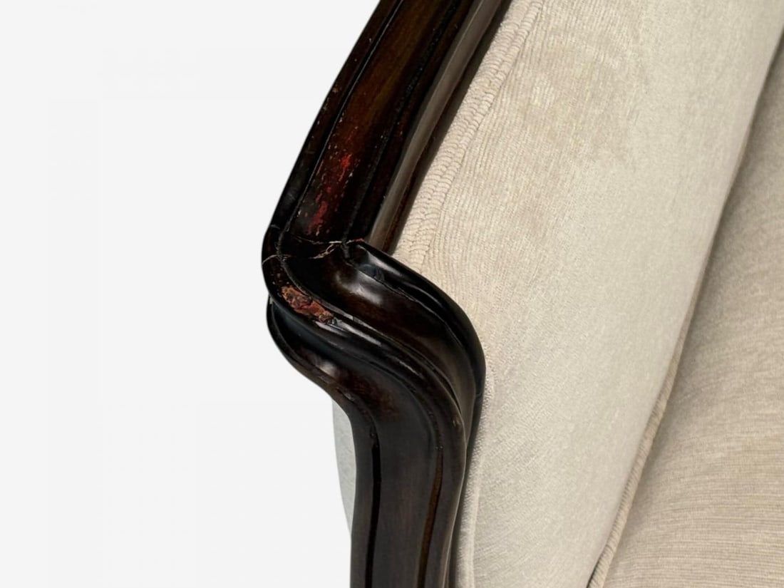 Louis XV Style, Mahogany, Beige Fabric, Sofa, France, 20th C. - 12