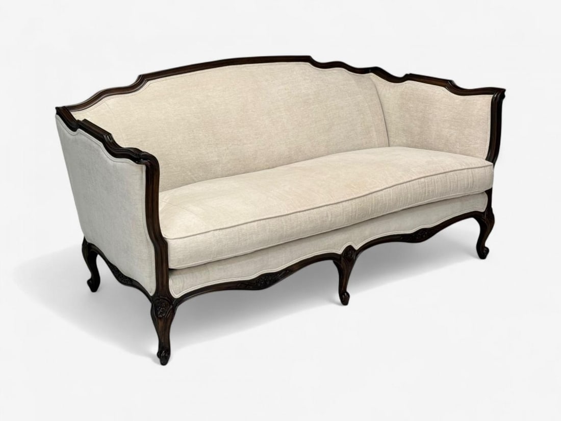 Louis XV Style, Mahogany, Beige Fabric, Sofa, France, 20th C. - 3