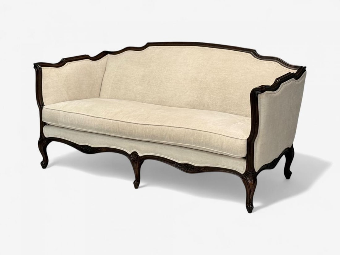 Louis XV Style, Mahogany, Beige Fabric, Sofa, France, 20th C. - 5