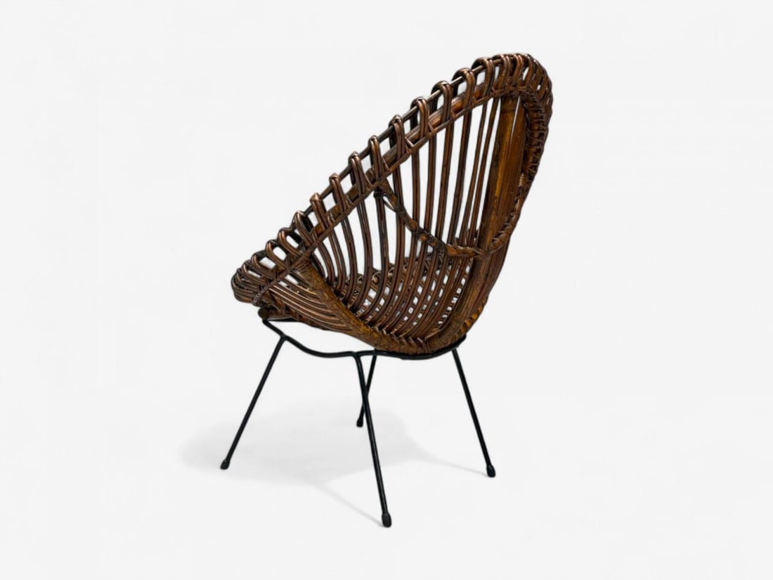 Italian Modern, Metal, Bamboo, Rattan, Lounge Chair, Italy, 1950s - 10