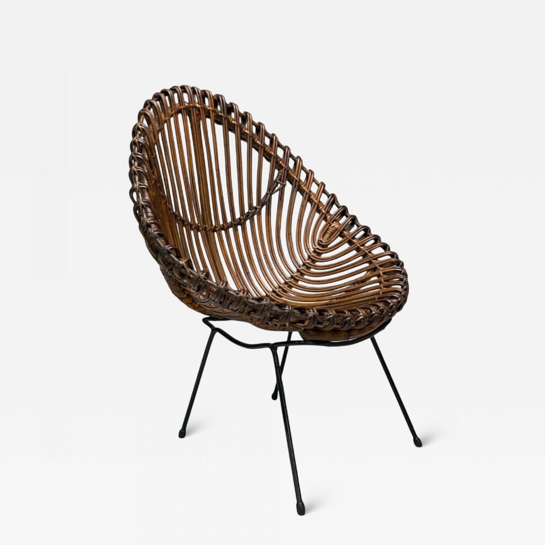 Italian Modern, Metal, Bamboo, Rattan, Lounge Chair, Italy, 1950s (1 of 10)