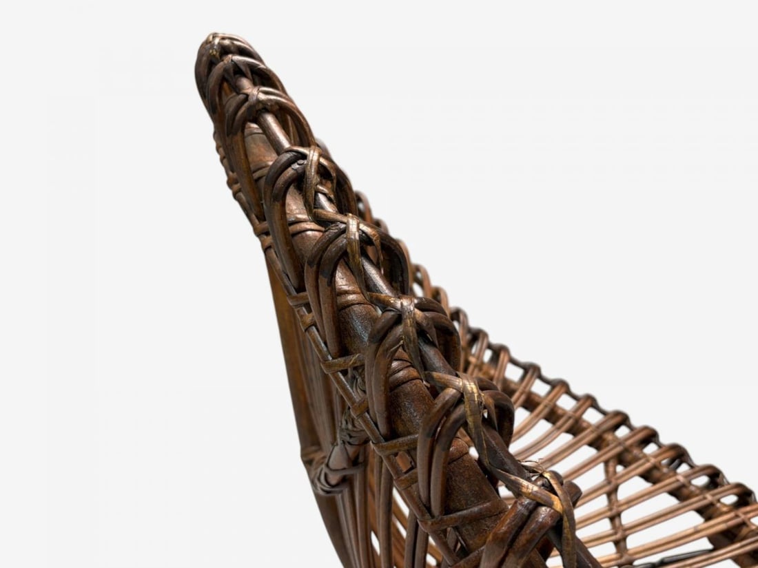 Italian Modern, Metal, Bamboo, Rattan, Lounge Chair, Italy, 1950s - 8