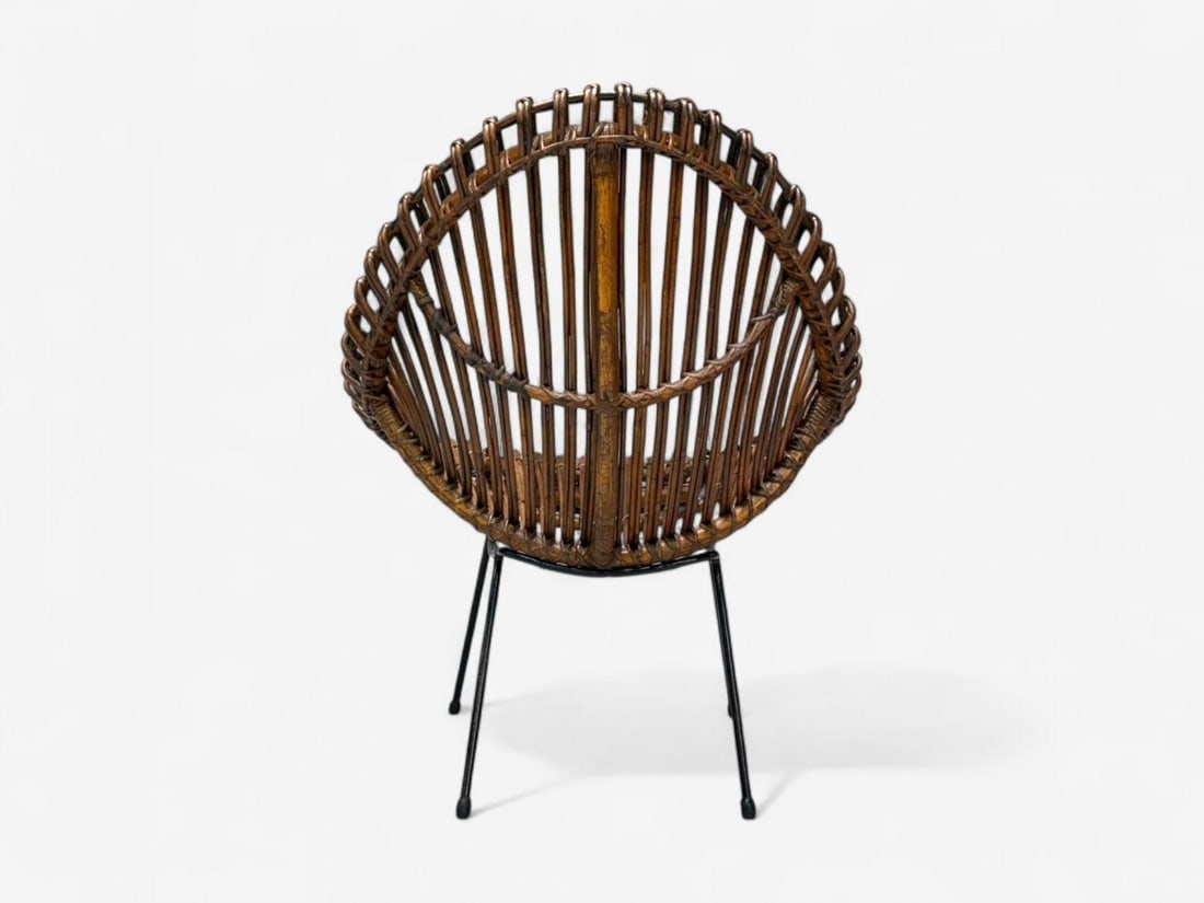 Italian Modern, Metal, Bamboo, Rattan, Lounge Chair, Italy, 1950s - 9
