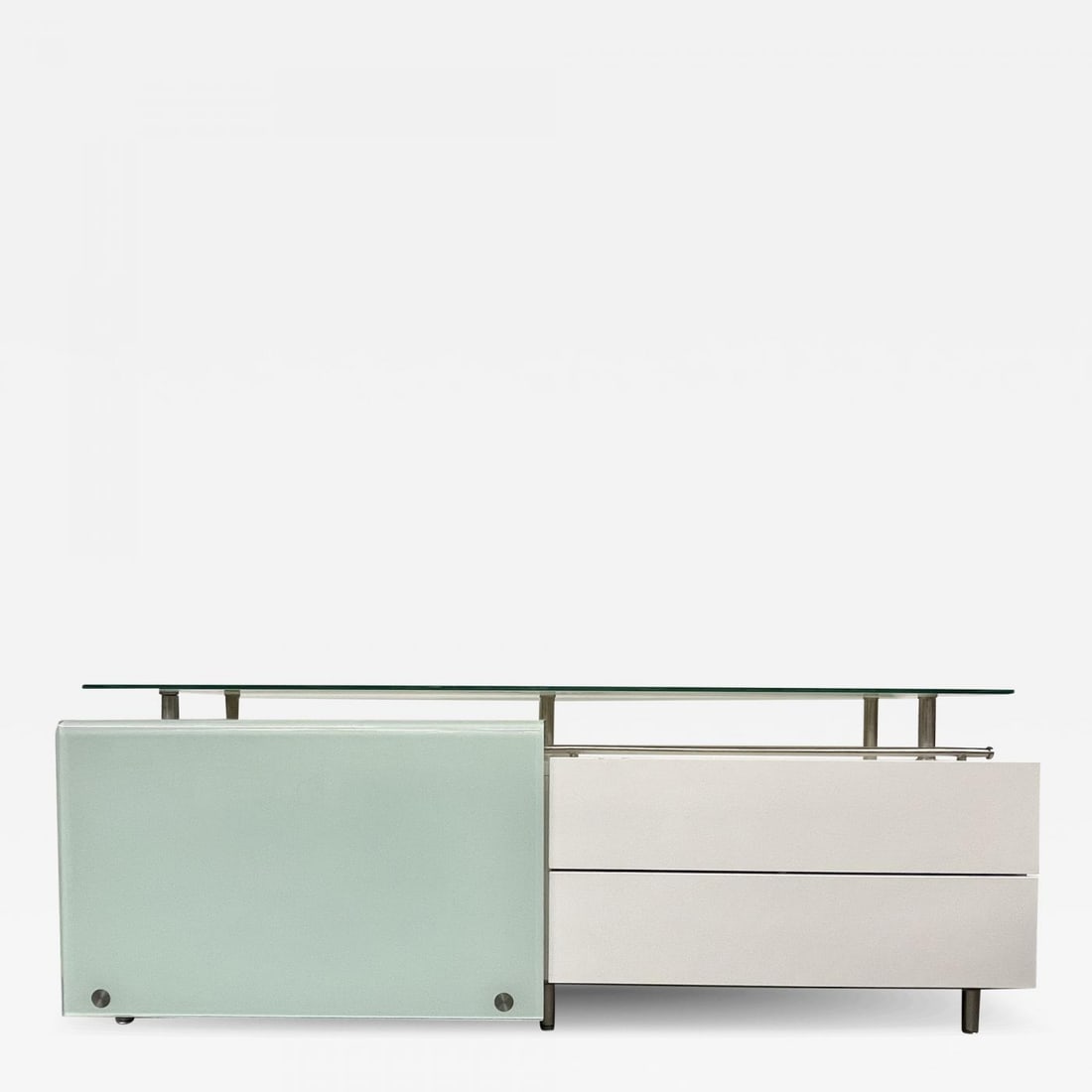 Mid Century Modern White Lacquered and Glass Console, Dresser or Sideboard - 2