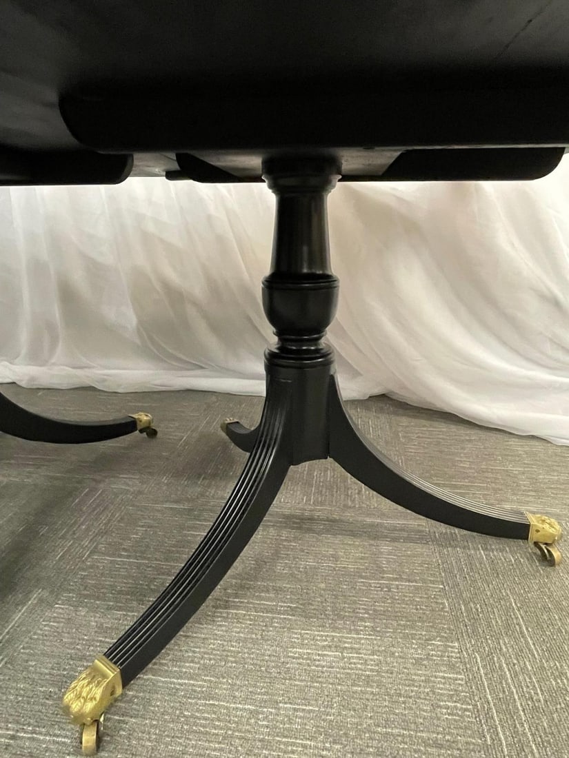 Hollywood Regency Triple Pedestal Ebony Dining Table, Maison Jansen - 12