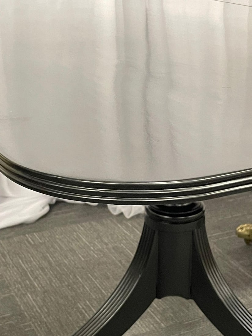 Hollywood Regency Triple Pedestal Ebony Dining Table, Maison Jansen - 9