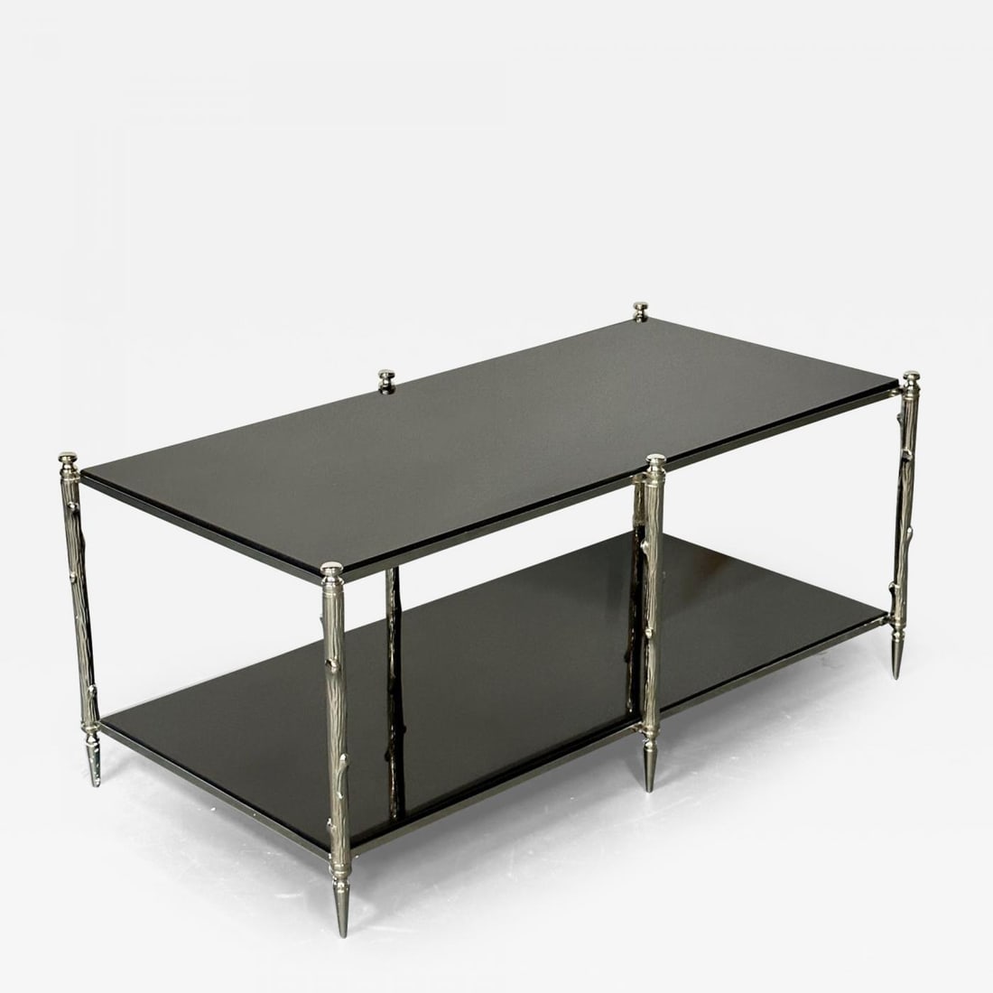 Modern Two Tier Maison Bagues Style Coffee / Low Table, Black Granite - 2