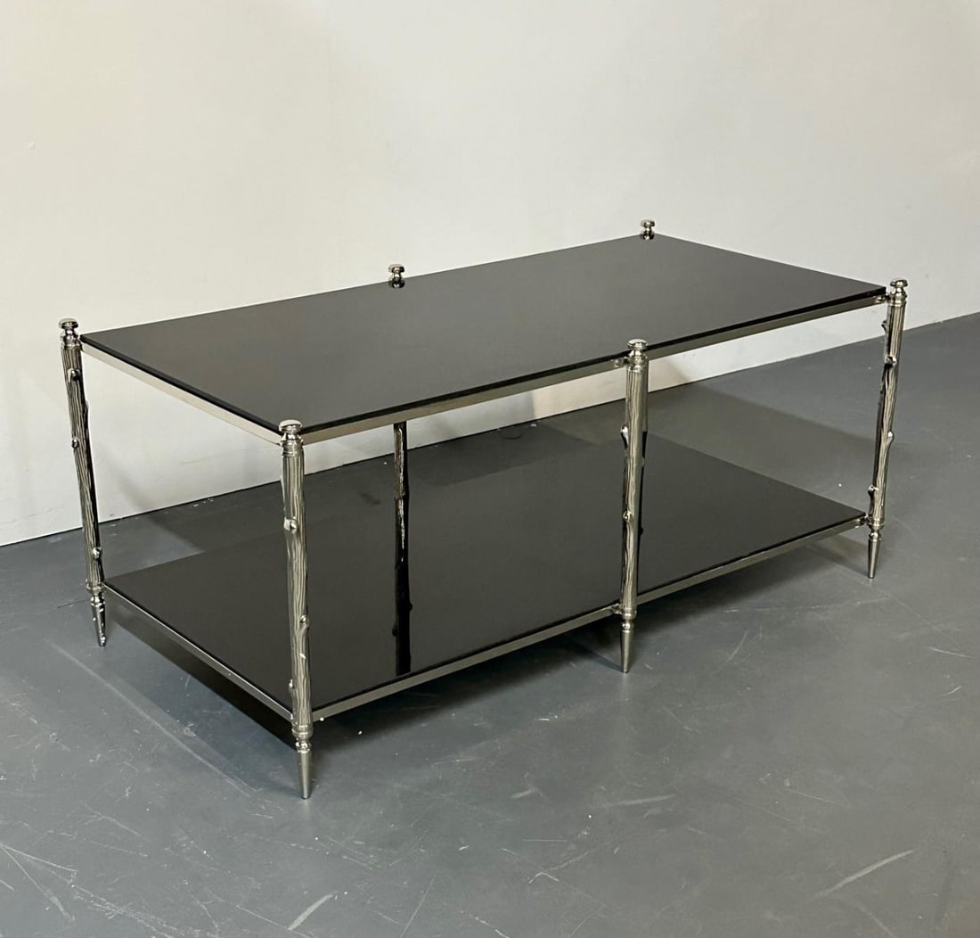 Modern Two Tier Maison Bagues Style Coffee / Low Table, Black Granite - 6