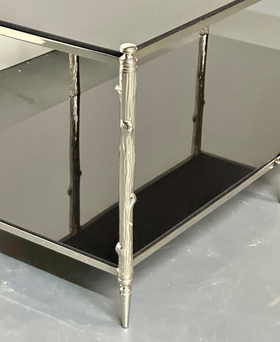 Modern Two Tier Maison Bagues Style Coffee / Low Table, Black Granite - 7