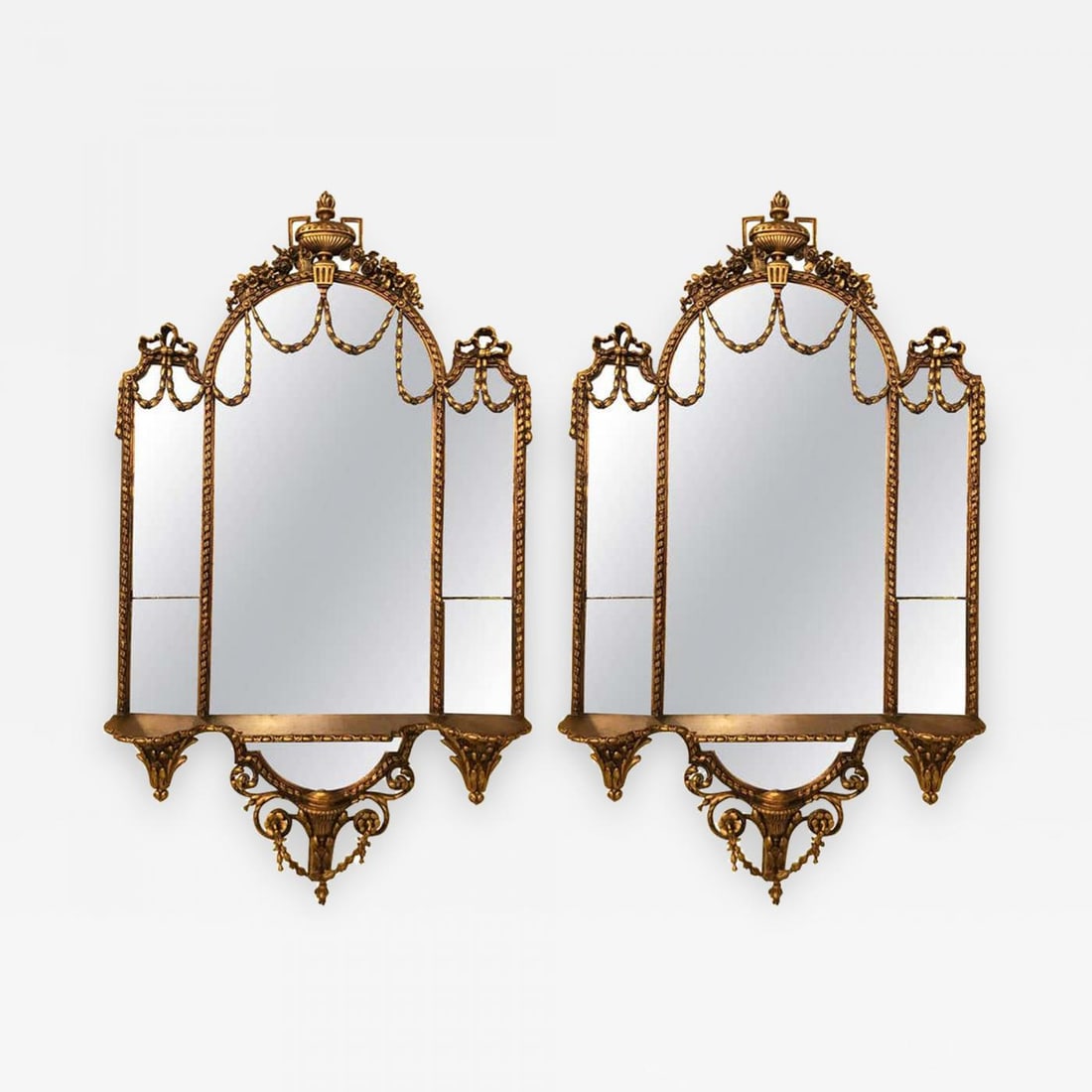 Pair of George III Style Giltwood and Composite Shelved Wall / Console Mirrors (1 of 11)