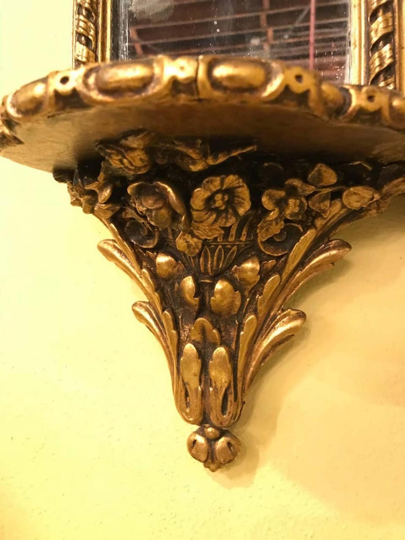 Pair of George III Style Giltwood and Composite Shelved Wall / Console Mirrors - 7