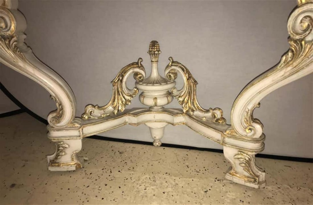 Pair of Italian Parcel Paint and Gilt Decorated Faux Marble-Top Console Tables - 5