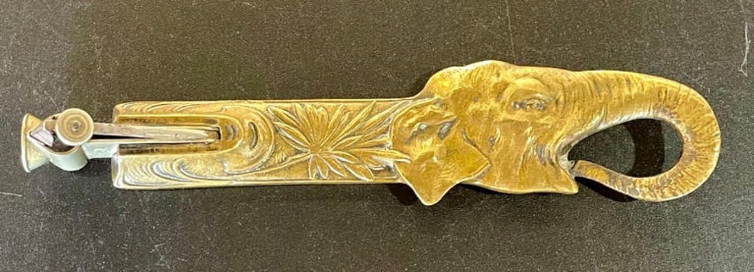 Collection of 5 Antique Metal Cigar Cutters Deer and Elephants - 10