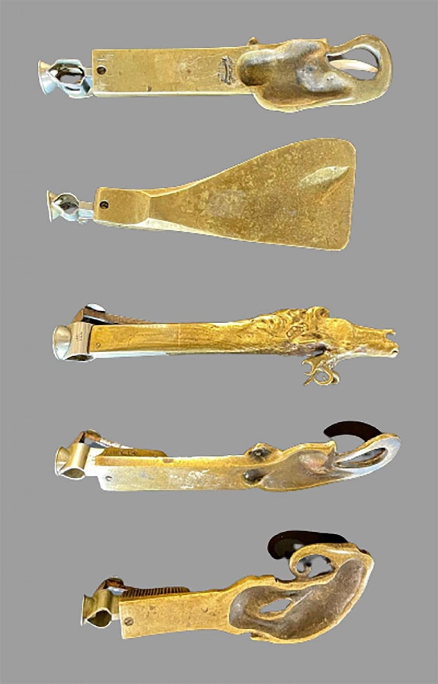 Collection of 5 Antique Metal Cigar Cutters Deer and Elephants - 5