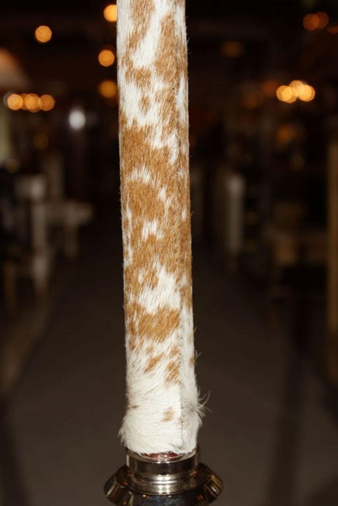 Chrome and Cowhide Art Deco Style Floor Lamp Chrome Shade - 6