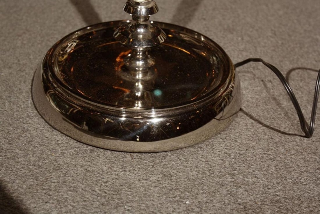 Chrome and Cowhide Art Deco Style Floor Lamp Chrome Shade - 8