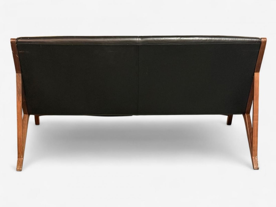 Hans J. Wegner Style, Teak, Leatherette, Settee, Denmark, 1950s - 13