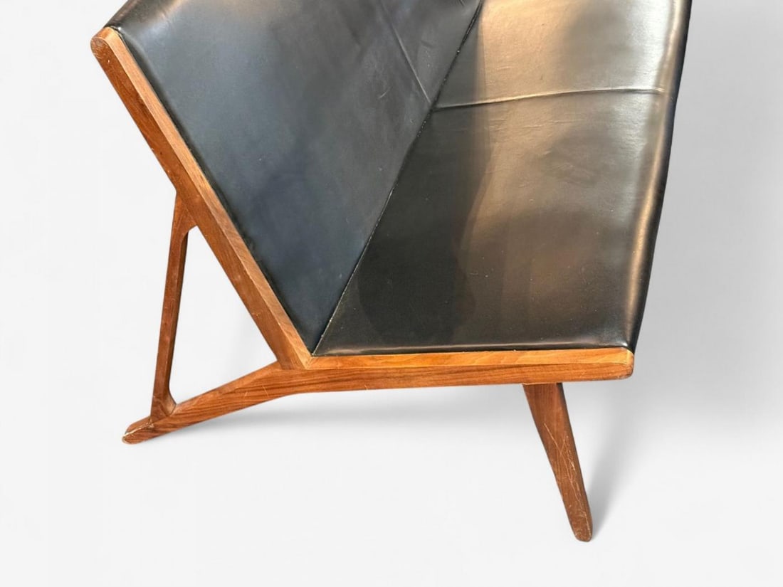 Hans J. Wegner Style, Teak, Leatherette, Settee, Denmark, 1950s - 7