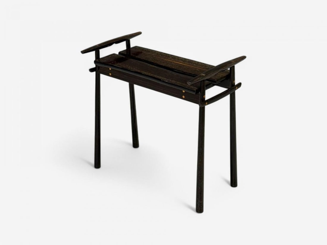 David Ebner, American Studio Craft, Ebony Wood, Rare Torii Side Table, USA, 1984 - 5