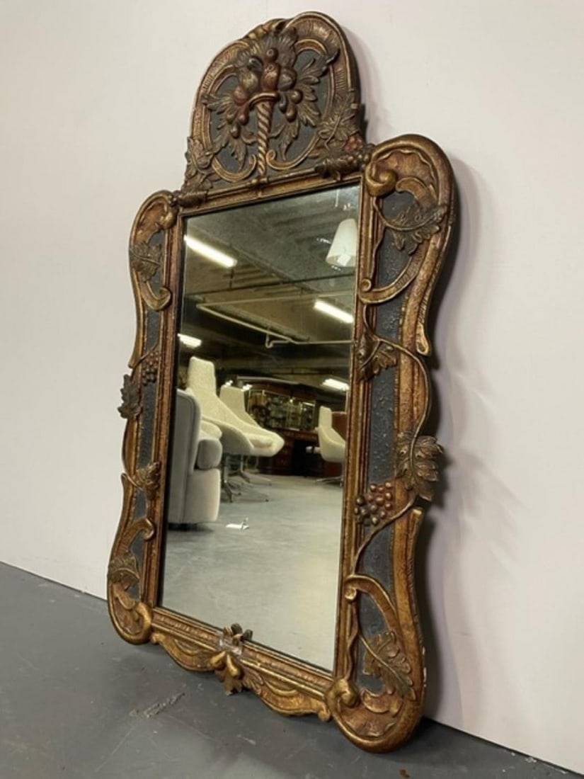 Gustavian Italian Wall, Console Mirror, Cornucopia Motif, Parcel Gilt Decorated - 4