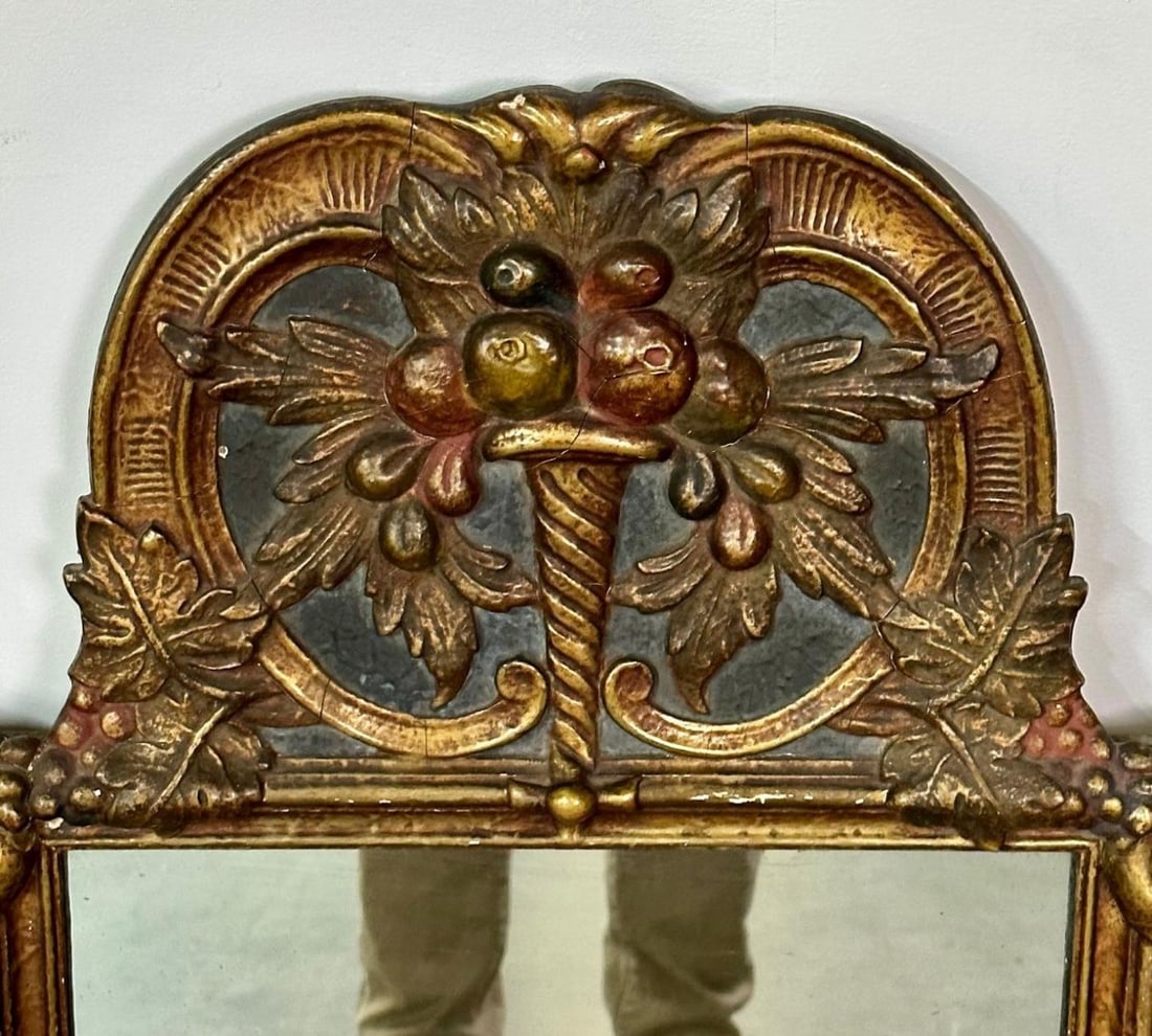Gustavian Italian Wall, Console Mirror, Cornucopia Motif, Parcel Gilt Decorated - 6
