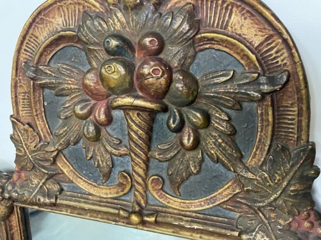 Gustavian Italian Wall, Console Mirror, Cornucopia Motif, Parcel Gilt Decorated - 7