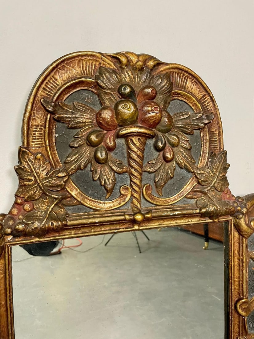 Gustavian Italian Wall, Console Mirror, Cornucopia Motif, Parcel Gilt Decorated - 8