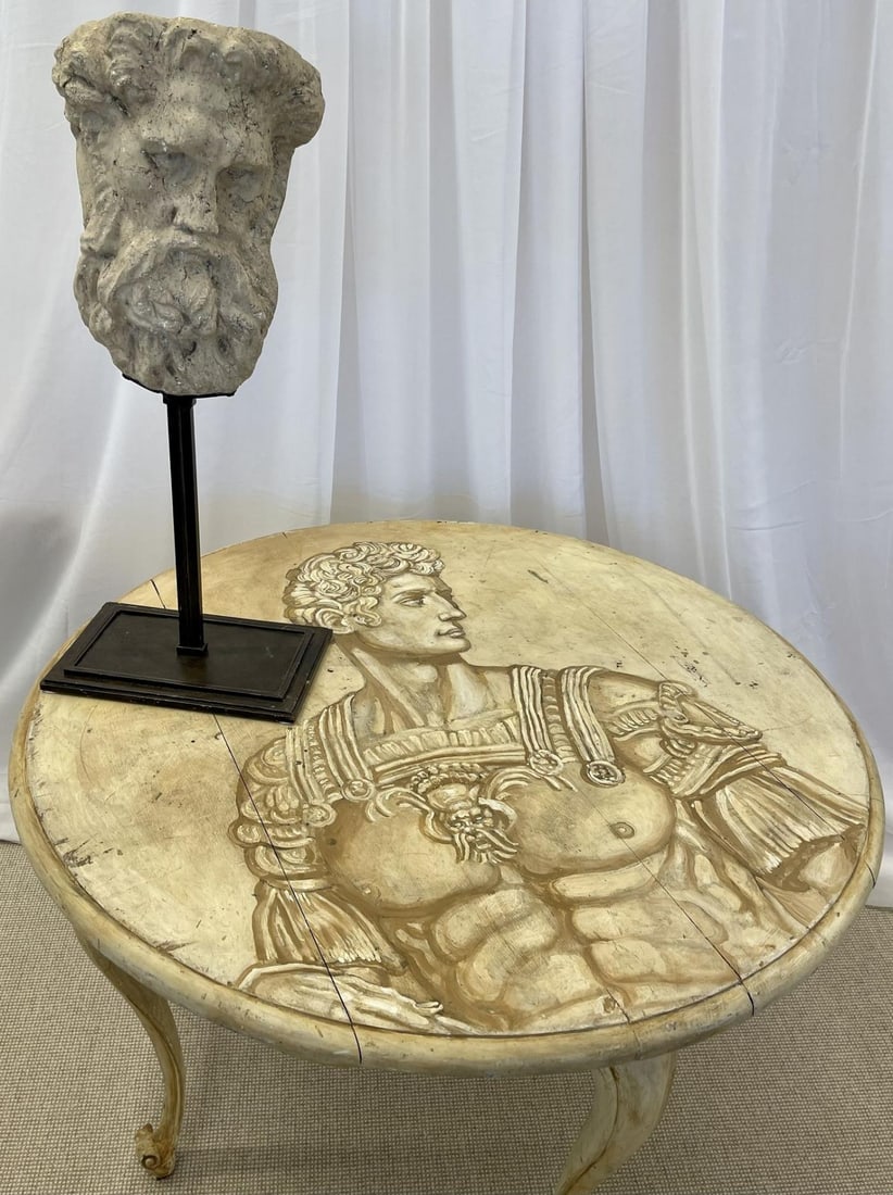 Mid Century Modern Hand Painted Italian Center Table, Fornasetti Style - 4