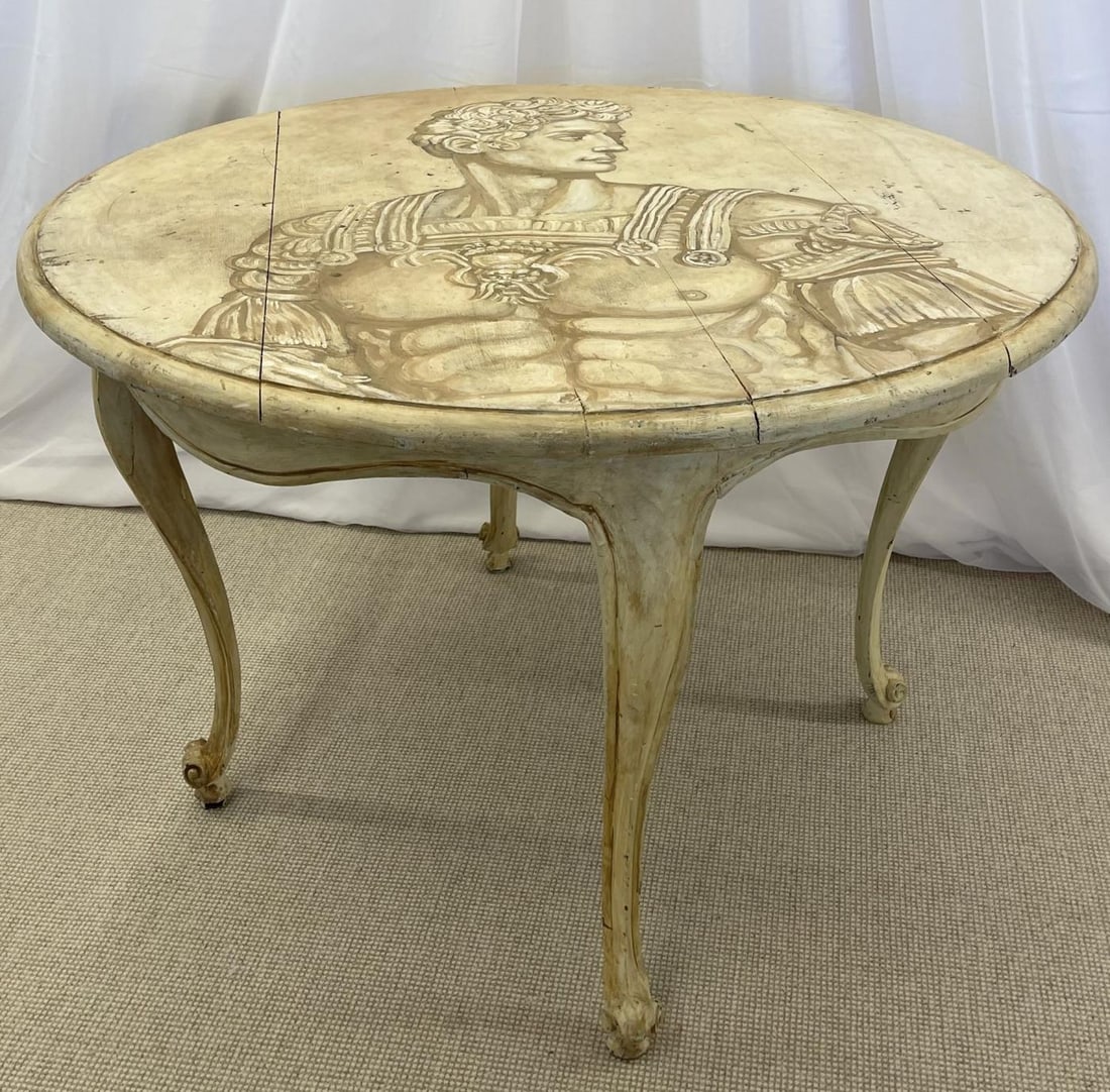 Mid Century Modern Hand Painted Italian Center Table, Fornasetti Style - 5