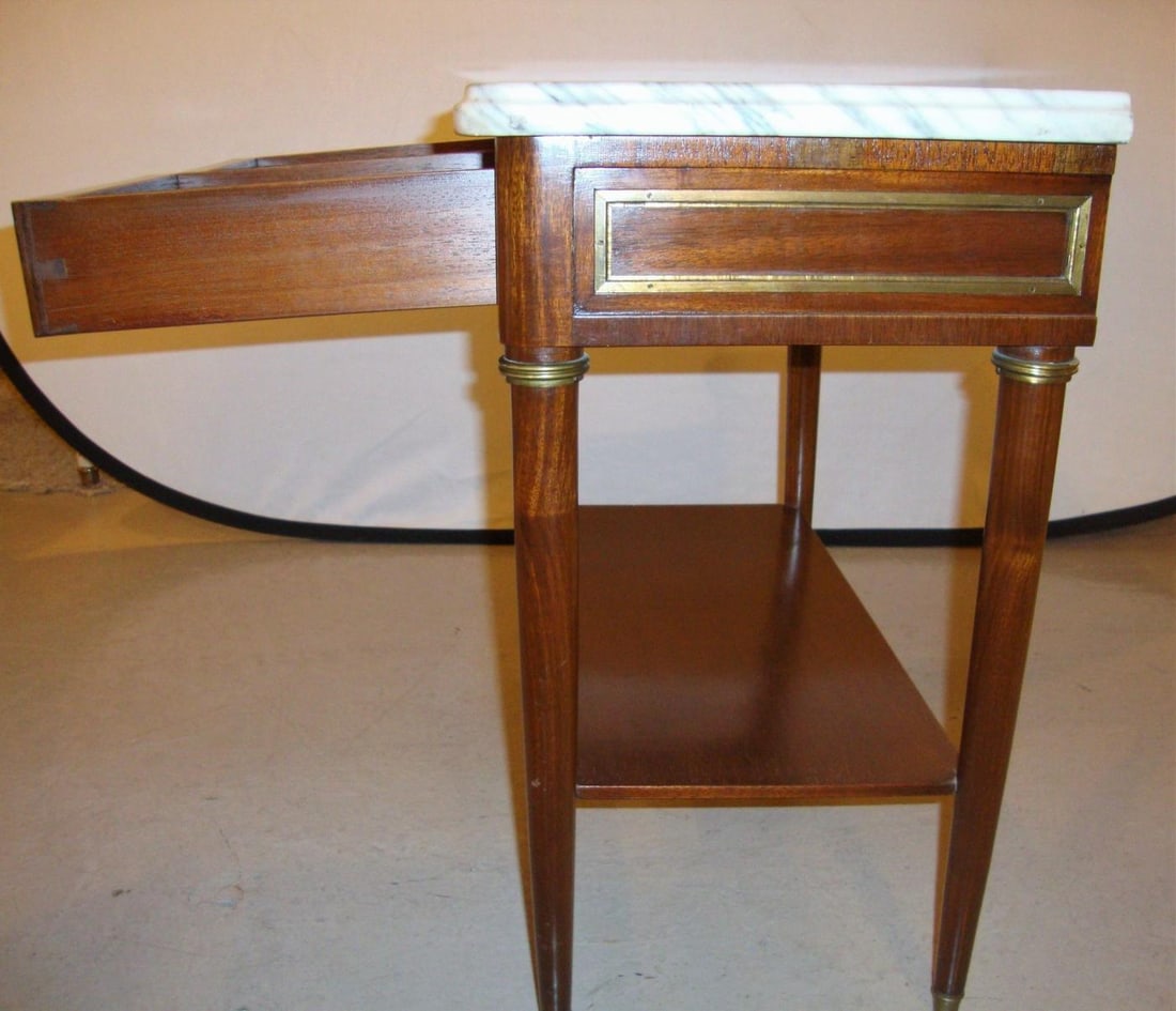 Diminutive Marble-Top Mahogany Stand, End Table in the Manner of Jansen - 10