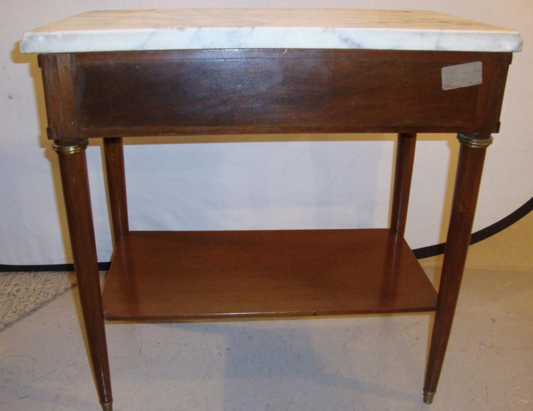 Diminutive Marble-Top Mahogany Stand, End Table in the Manner of Jansen - 11