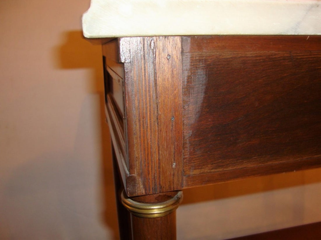 Diminutive Marble-Top Mahogany Stand, End Table in the Manner of Jansen - 9