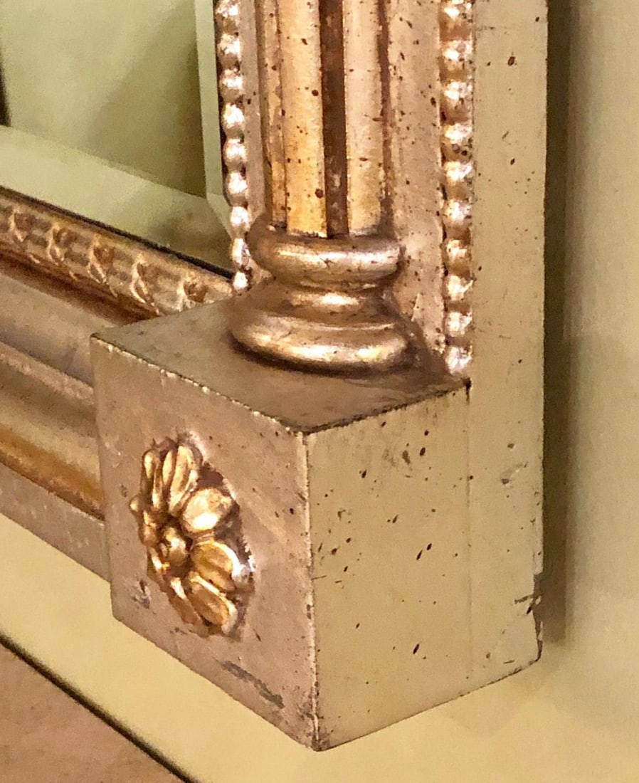 Italian Console Mirror Having Silver Leaf Eglomise Design by LaBarge - 11